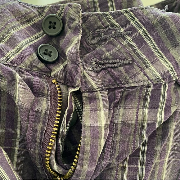 mismatch purple checked cotton shorts with pockets. - Picture 5 of 6